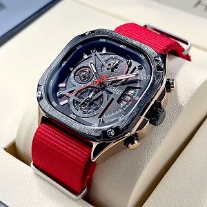 MEGIR 2217 Square Dial Waterproof Chronograph Quartz Watch