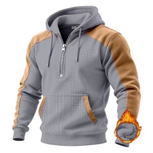 waffle-textured fleece hoodie