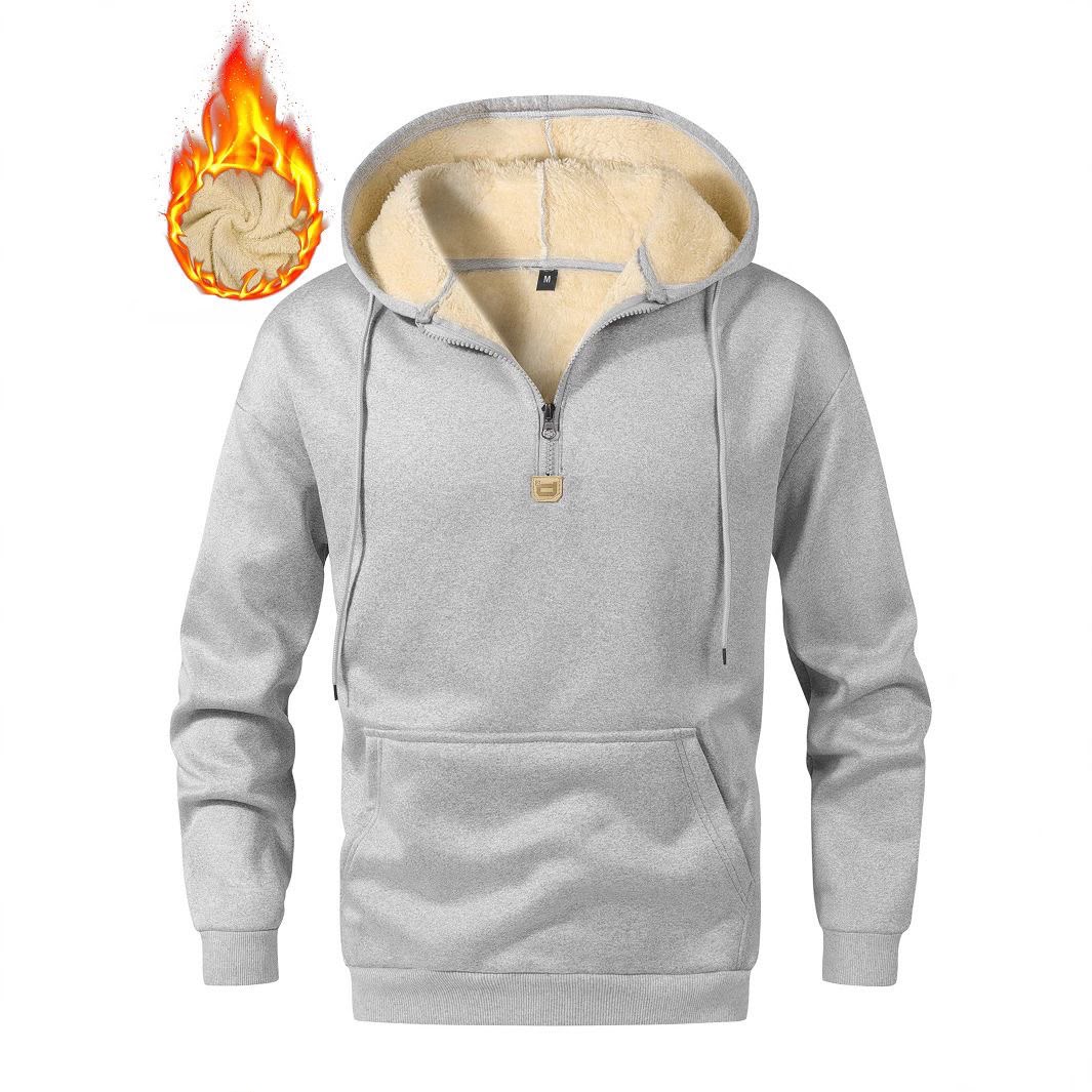 fleece-lined half-zip hoodie