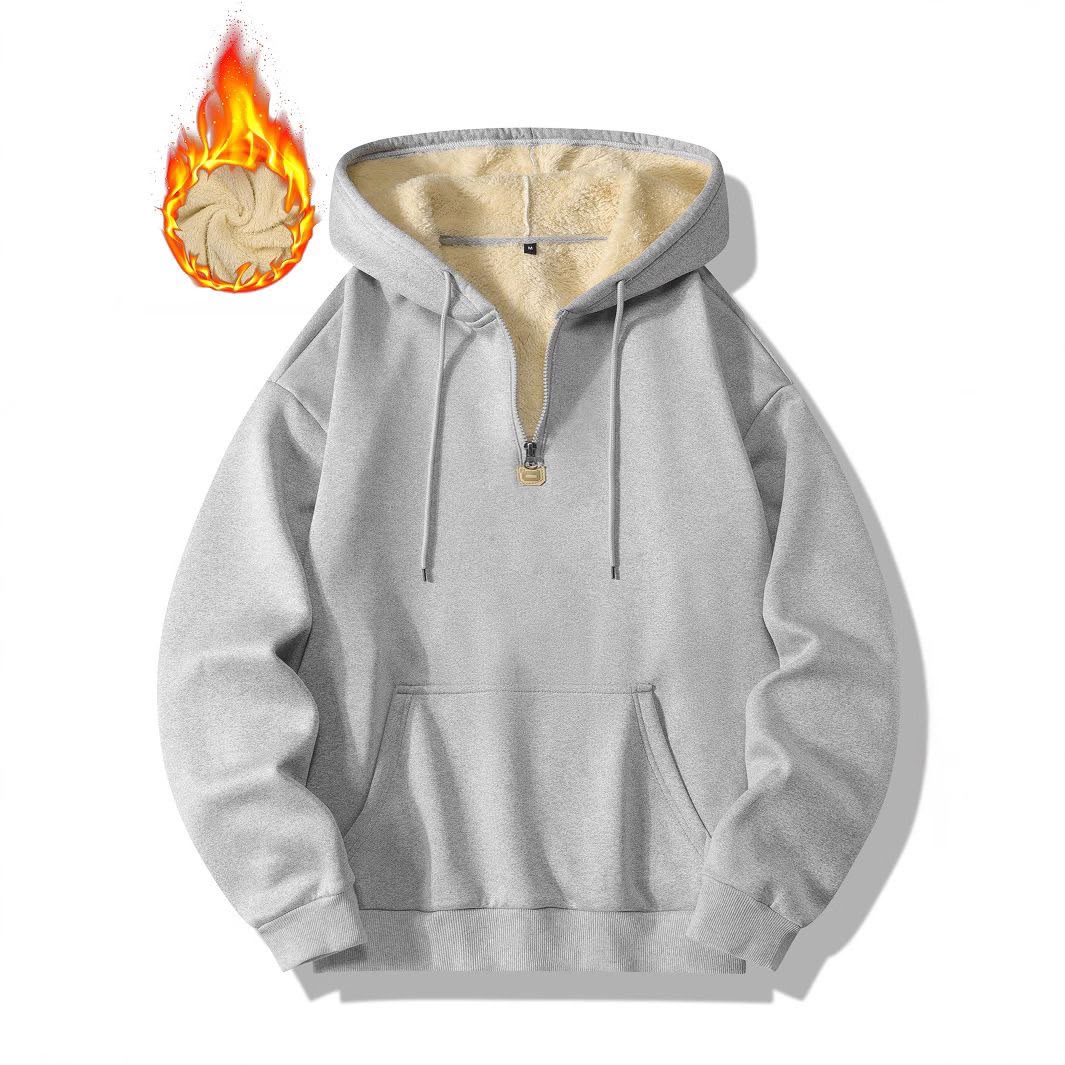 fleece-lined half-zip hoodie