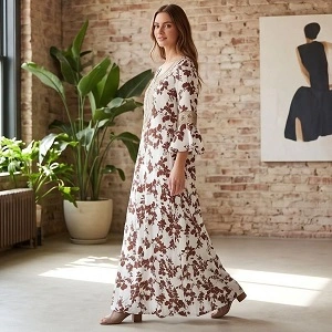 Arabic-style floral maxi Jalabiya Abaya gown - Image 3