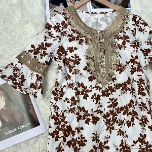 Arabic-style floral maxi Jalabiya Abaya gown - Image 4