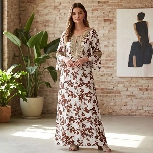 Arabic-style floral maxi Jalabiya/ Abaya gown